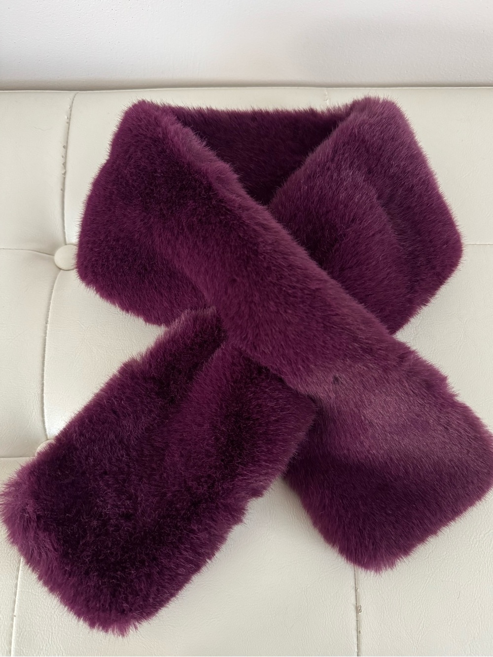 Plush Faux Fur Scarf - Deep Plum
